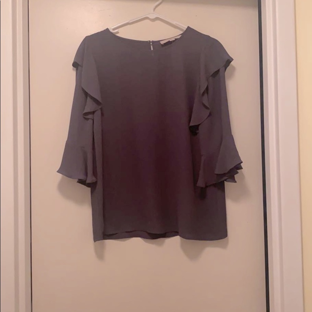 Loft dark grey flowy blouse